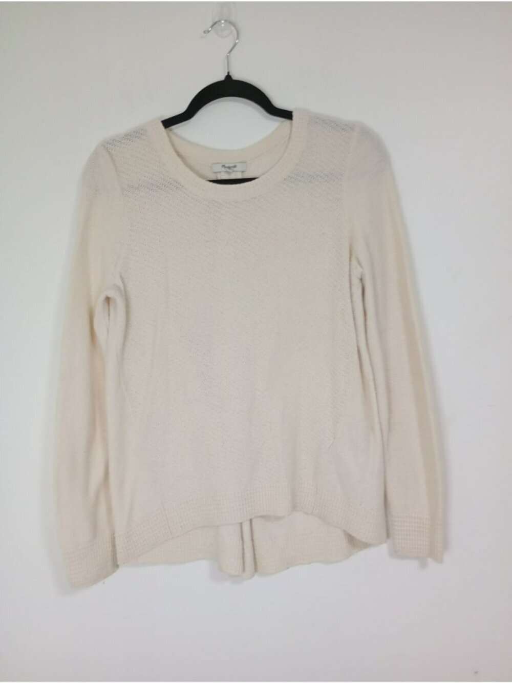 Madewell Cream Knit High-Low Pullover Sweater Women’s Small Cotton Blend